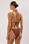 Kahverengi Taş Baskı Üçgen Kaplı Brazilian Normal Bel Bikini Takımı TBESS24BT00131 - 6