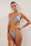 Blue Plain Triangle Accessory Regular Waist Bikini Set