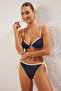 Koyu Lacivert Renk Bloklu Biyeli Straplez Kaplı Brazilian Normal Bel Bikini Takımı TBESS25BT00017 - 2