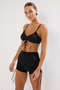 Siyah Bralette Kaplı Tünelli Şortlu Yüksek Bel Bikini Takımı TBESS25BT00088 - 2