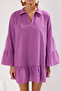 Purple Mini Woven Flounce Beach Dress Tbess25El00039 - 4