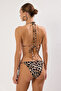 Leopar Desenli Bağlamalı Üçgen Kapsız Brazilian Normal Bel Bikini Takımı TBESS25BT00160 - 6