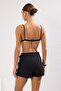 Black Woven Linen Look Shorts Skirt Tbess25Sr00007 - 5