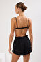 Black Woven Textured Stripe Beach Shorts with Accessories Tbess25Sr00005 - 5