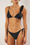 Siyah Üçgen Kaplı Çiçek Aplikeli Regular Bikini Takımı TBESS25BT00081 - 3