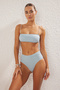 Mavi Aksesuarlı Straplez Kaplı Hipster Yüksek Bel Bikini Takımı TBESS25BT00060 - 2