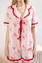Pembe %100 Pamuklu Kurdele/Fiyonklu Fırfırlı Şortlu Örme Pijama Takımı THMSS25PT00293 - 9