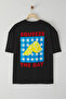 Black Oversize/Wide Cut Lemon Printed 100% Cotton T-Shirt Tmnss23Ts00089 - 3