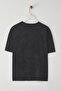 Antrasit Kalın Pamuklu Yıkamalı Baskılı Oversize/Geniş Kalıp Örme T-shirt TWOSS25TS00103 - 6
