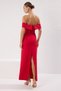 Red Straight Straight Cut Bow Woven Finike Maxi Evening Dress & Homecoming Dress - 4