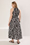 Black Halter Neck Animal Print Midi Woven Plus Size Dress Tbbss25Ah00019 - 8