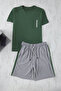 Green Regular Fit Panelled Knitted Shorts Pajama Set Tmnss25Pt00035 - 5