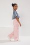 Pink Girl's 100% Cotton Pocket Detail Wide Leg Elastic Denim Trousers Tkdss25Pl00004 - 2