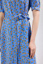 Blue Floral Pattern Belted Midi Woven Viscose Shirt Dress TWOSS20EL1559 - 3