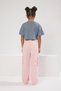 Pink Girl's 100% Cotton Pocket Detail Wide Leg Elastic Denim Trousers Tkdss25Pl00004 - 3