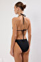 Siyah Taş Baskı Üçgen Kaplı Brazilian Normal Bel Bikini Takımı TBESS25BT00094 - 4