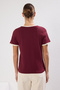 Bordo %100 Pamuk Slogan Baskılı Kontrast Biye Detaylı Örme T-Shirt TWOSS24TS00105 - 4