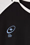 Black Oversize/Wide Cut College Themed Polo Neck T-Shirt - 2