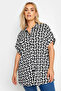Plus Size Short Sleeve Patterned Button-Up Shirt 303357