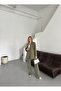 Women's Khaki Button Detail Blazer Jacket Pants Suit - 2