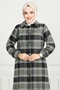 Front Button Plaid Tunic 4446Ktr927-M Khaki&Black - 3