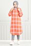 Plaid Tunic 4446Ktr927-M Grey&Orange - Front Button - 2
