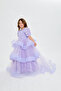 Lilac Girl's Evening Dress with Roses - 4