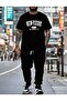 New York Printed Men's Black Jogger Tracksuit Set - Comfortable Fit