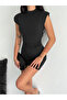 Crep Short Sleeve Drape Dress with Start Neck