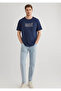 Logo Printed Navy Blue Men's T-Shirt M066842-70758 - 3