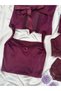 Plum Satin Boxed 9 Piece Luxury Giant Pajamas Nightgown Dressing Gown Underwear Dowry Set - 3