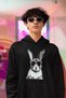 Rabbit Printed Men's Cotton Long Sleeve Strawberry 3 Thread Hooded Sweatshirt - 3