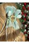 Trend Blue Large Satin - Tulip Flower Pattern, Rhinestone Ribbon, Decorated Peg Clip - 3