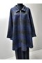 Blue Black Poncho Oversize Standard Size Front Zipper Seasonal Length 90 cm Shoulder to Sleeve 63 cm - 7