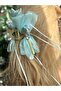 Trend Blue Large Satin - Tulip Flower Pattern, Rhinestone Ribbon, Decorated Peg Clip