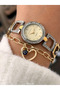 25 mm Case, Gold-Silver Steel Chain Strap, Vintage, Vip Design Women's Wristwatch, Heart-Shaped Bracelet. - 5