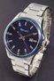 Steel Men's Wristwatch with Calendar in Navy Blue Silver White with Bracelet Gift 178014 - 4