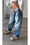 Blue Washed Stitching Detailed Regular Fit Jeans - 4