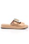 Linca Women's Slippers with Straps and Buckle in Nude Leather - 2