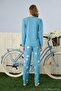 Polyviscose Long Sleeve Blue Pajama Set - 7300 - 3
