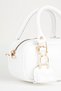 Women's Tulip White Bag Charm Detailed Patent Leather Zipper Closure Handbag and Shoulder Bag