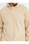 High Collar Sweatshirt with Snap Button Detail Long Sleeve Ribbon - 5