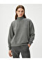 Stand Collar Sweatshirt Textured Long Sleeve - 3