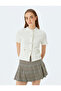 Button Detailed Pocket Crew Neck Short Sleeve Knitwear Cardigan - 3