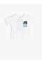 Crew Neck Short Sleeve Print Detailed Cotton T-Shirt