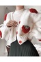 Women's White Cardigan with Grape Detail - 2