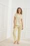 Women's Lycra Single Jersey Soft Textured Short Sleeve Yellow Hello Summer Written Single Jersey Combed Cotton Pajamas Set