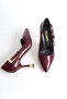 Women's Special Design Thin Heeled Patent Leather Stiletto with Metal Accessories - 4