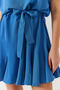 Women's Blue Ruffle Detailed V-Neck Belted Dress 60251019 - 5