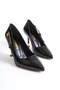 Women's Special Design Thin Heeled Patent Leather Stiletto with Metal Accessories - 3